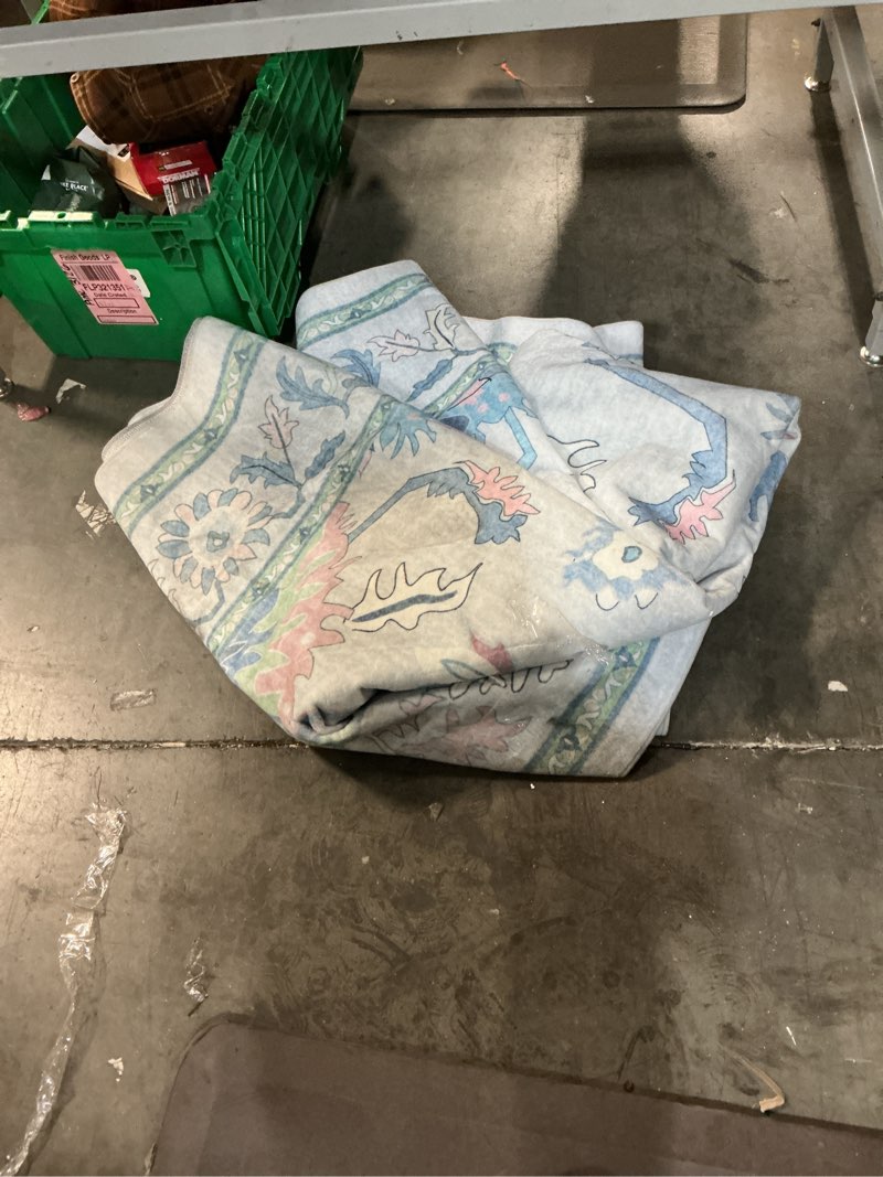 Condition photo showing As Is for Mary Rose White Pastel Colorful Floral Oushak Rug 2'x3' ft 60x90cm