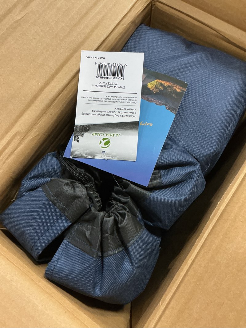 Condition photo showing Good Condition for let's camp folding camping chair oversized heavy duty padded outdoor chair with cup holder storage and cooler bag, 450 lbs weight capacity, thicken 600d oxford,2 pack twin pack navy blue