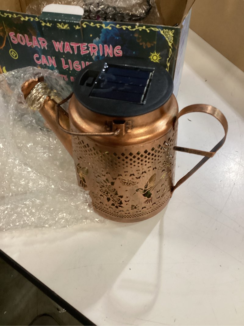 Condition photo showing Good Condition for mothers day gifts solar lights outdoor waterproof garden decor,solar watering can lights hummingbird lanterns,birthday gift for mom women,decorative hanging fairy string light for yard art patio porch solar hummingbird watering can