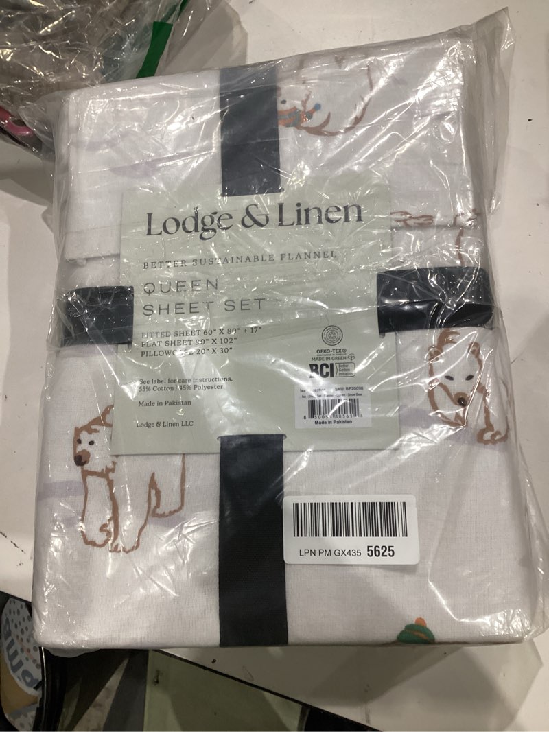 Condition photo showing New/Like New for flannel sheets queen size rich cotton -high gsm flannel bed sheet deep pockets - warm & cozy flannel sheet set for all seasons (snow bear) snow bear queen