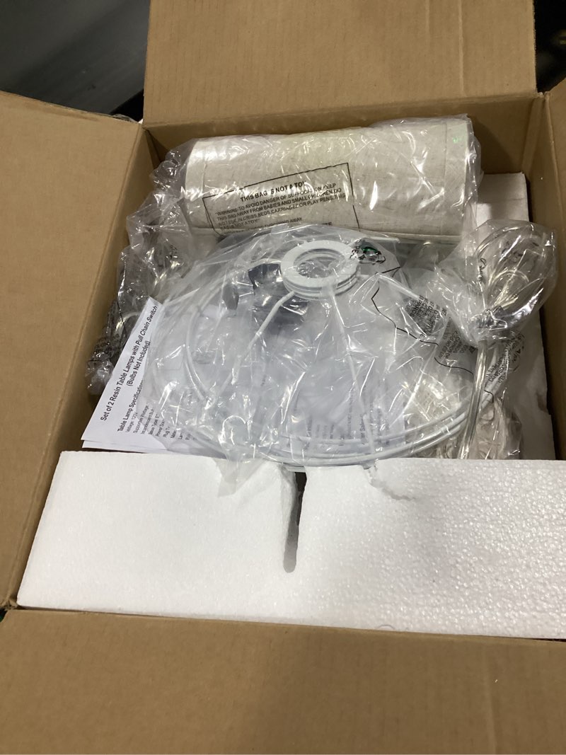 Condition photo showing Good Condition for 19.5" Vintage Rustic Table Lamp Set of 2 Farmhouse Table Lamps for Living Room Bedroom Decor with USB Ports Traditional Carved Floral White Bedside Night Light Lamps with Pull Chain Switch ?pull chain switch and 19.5"" -white