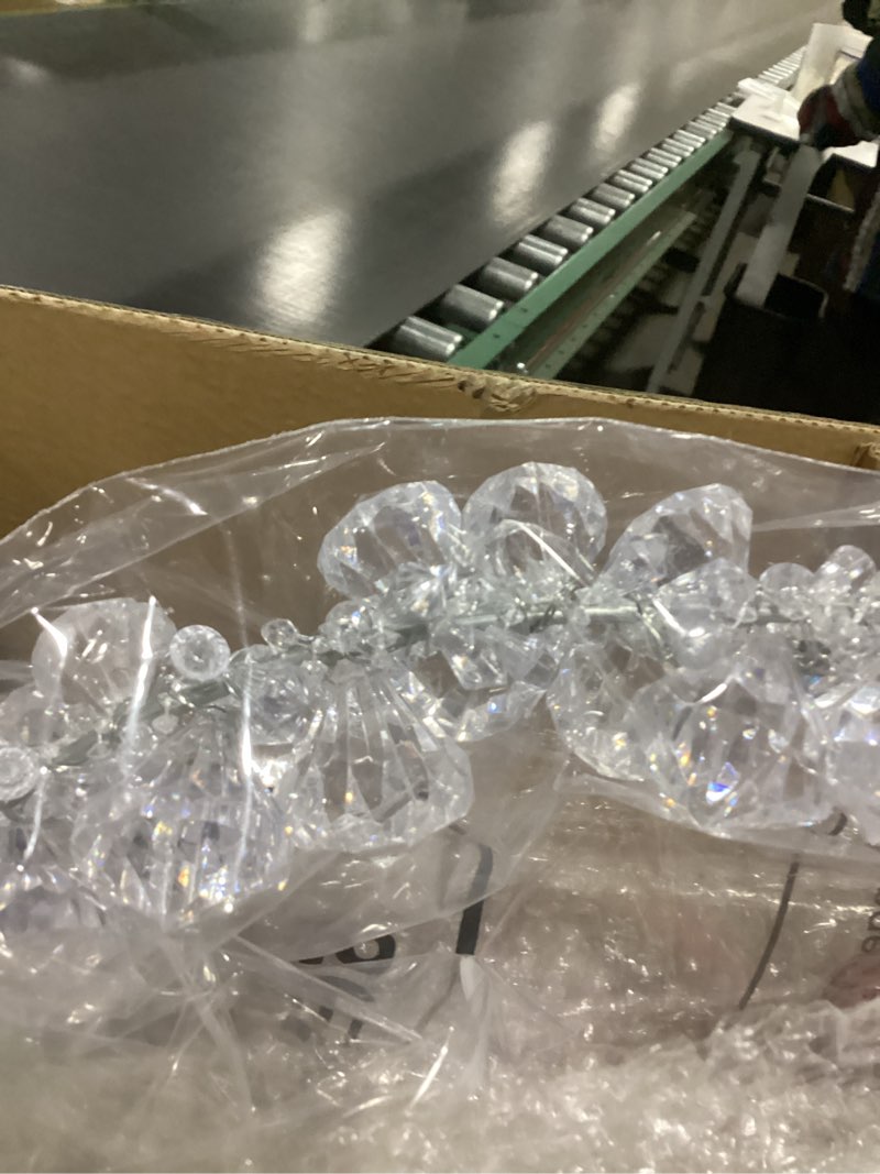 Condition photo showing Good Condition for Soulchen Christmas Crystal Wreaths Garland for Front Door DIY Acrylic Plastic Clear Winter Garland Decoration for Home Indoor Outdoor Wall Window Porch Farmhouse Decor