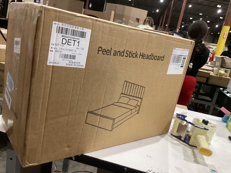 Condition photo showing New/Like New for White leather Peel and stick head board