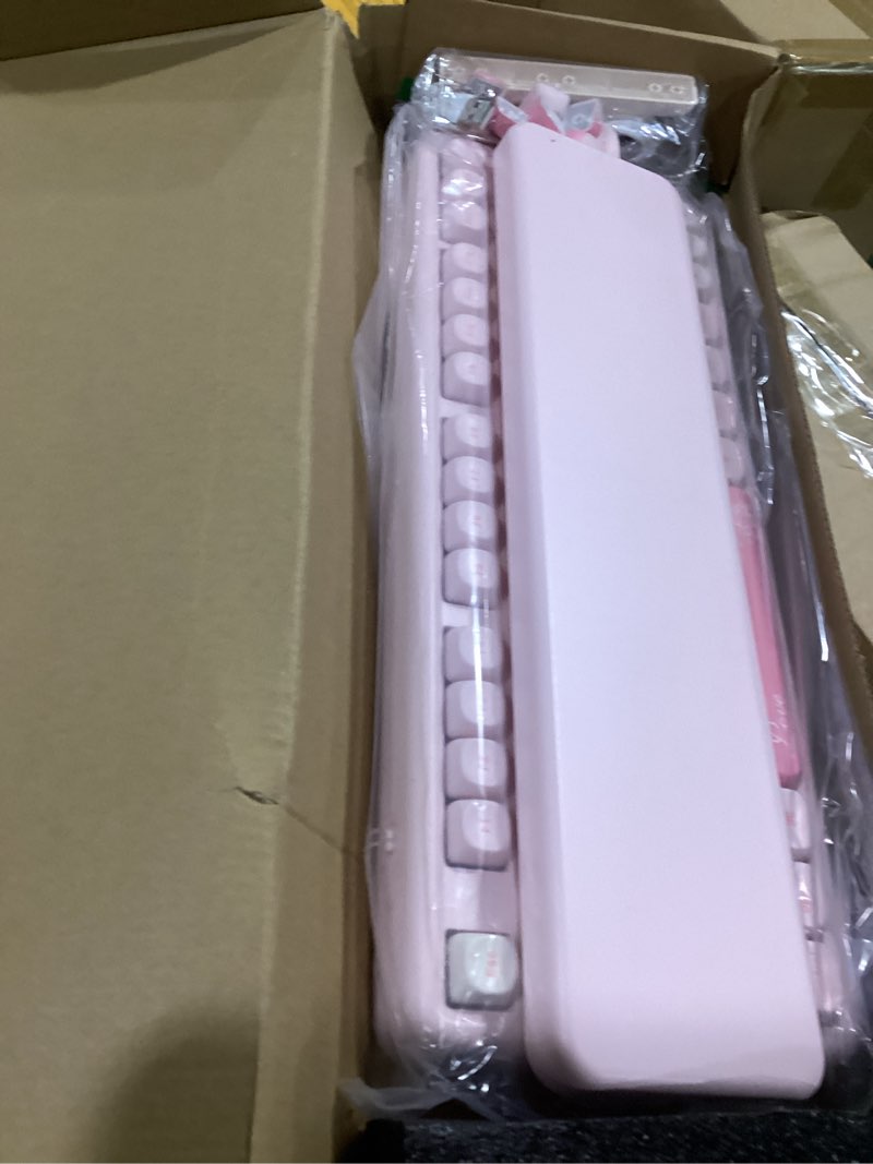 Condition photo showing Good Condition for yunzii b87 wireless mechanical keyboard,qmk/via programmable,tkl layout 87 keys,bt/2.4g/usb-c,hot swap gasket mount rgb backlit gaming with wrist rest for win/mac (pink, milk v2) pink milk v2