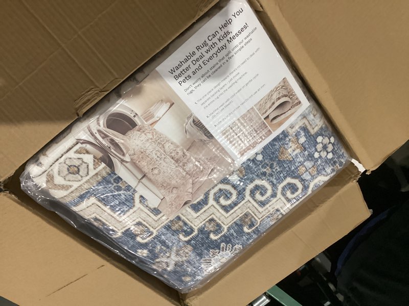 Condition photo showing New/Like New for zesthome 7x9 Area Rug, Super Soft Washable Rugs for Living Room, Non-Slip Stain Resistant Vintage Rugs, Ultra-Thin Large Area Rugs (Blue/Beige,7'x9') Blue/Beige 7' x 9' (Rectangular)