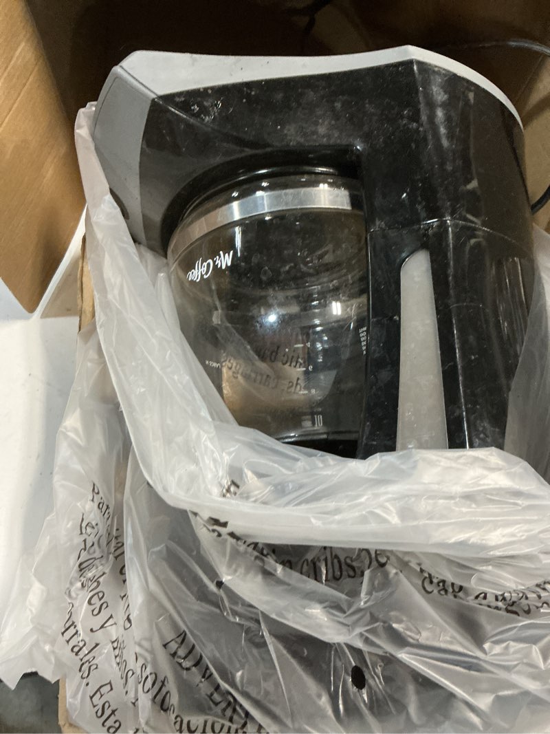 Condition photo showing As Is for Mr. Coffee Black Coffee Maker, 12 Cups, with Auto Pause and Glass Carafe, Perfect for Home and Office Use