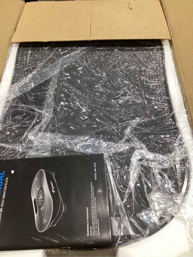 Condition photo showing As Is for merach vibration plate exercise machine, vibrating platform for lymphatic drainage weight loss muscle activation, full body home exercise equipment with led touch screen bluetooth pull cord