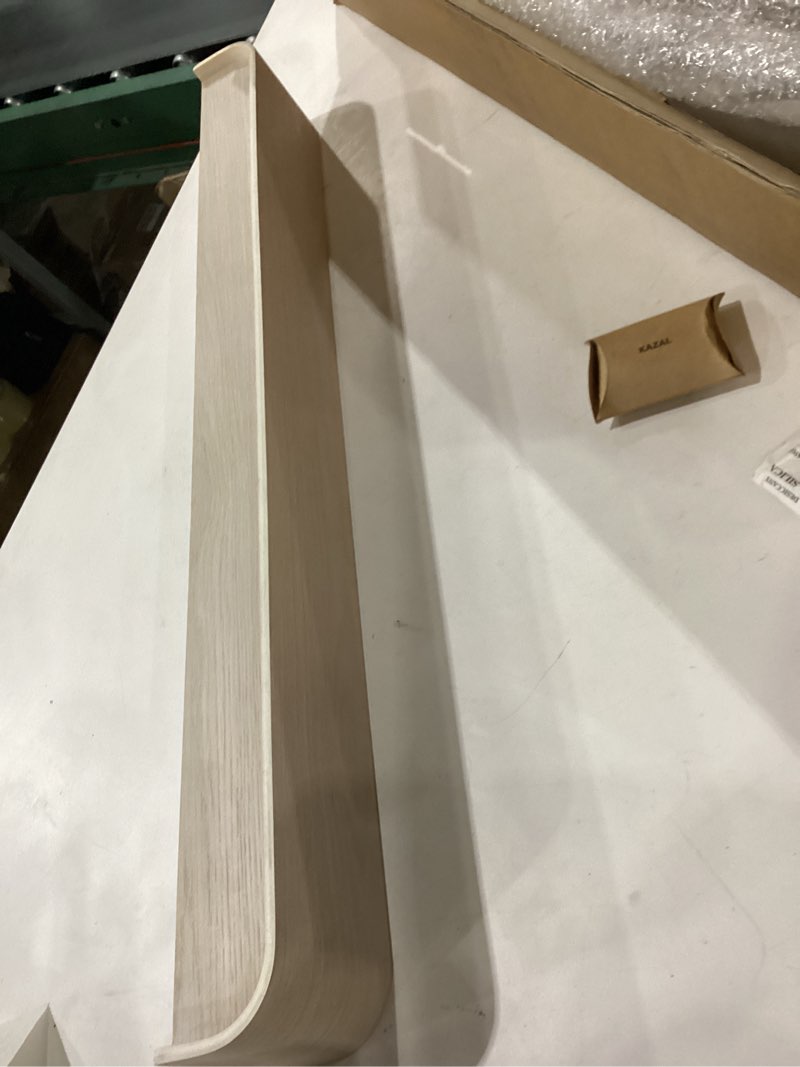 Condition photo showing New/Like New for Kazai. Wall-Mounted Coat Rack 'Toke' - Modern Design Coat Rack with Hidden Wall Hooks - Solid Wood Veneer Panel Coat Hanger - Oak, White 8 Hooks Oak, White