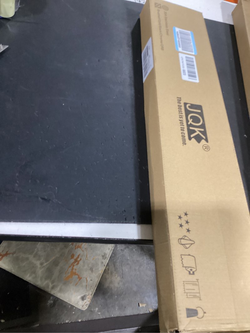 Condition photo showing New/Like New for jqk chrome towel bar, 24 inch 304 stainless steel thicken 0.8mm double bath towel rack for bathroom, towel holder polished chrome wall mount, total length 27.16 inch, tb100l24-ch 27 inch polished chrome