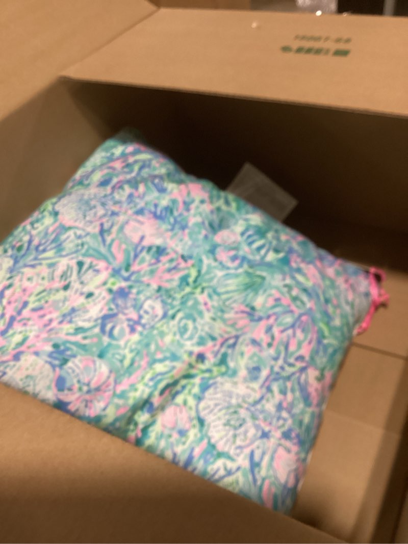 Condition photo showing As Is for Lilly Pulitzer 18" Square Decorative Throw Pillows for Indoor and Outdoor, Throw Pillows for Bed or Couch, Outdoor Pillows for Patio Furniture, Soleil It On Me (Medium)