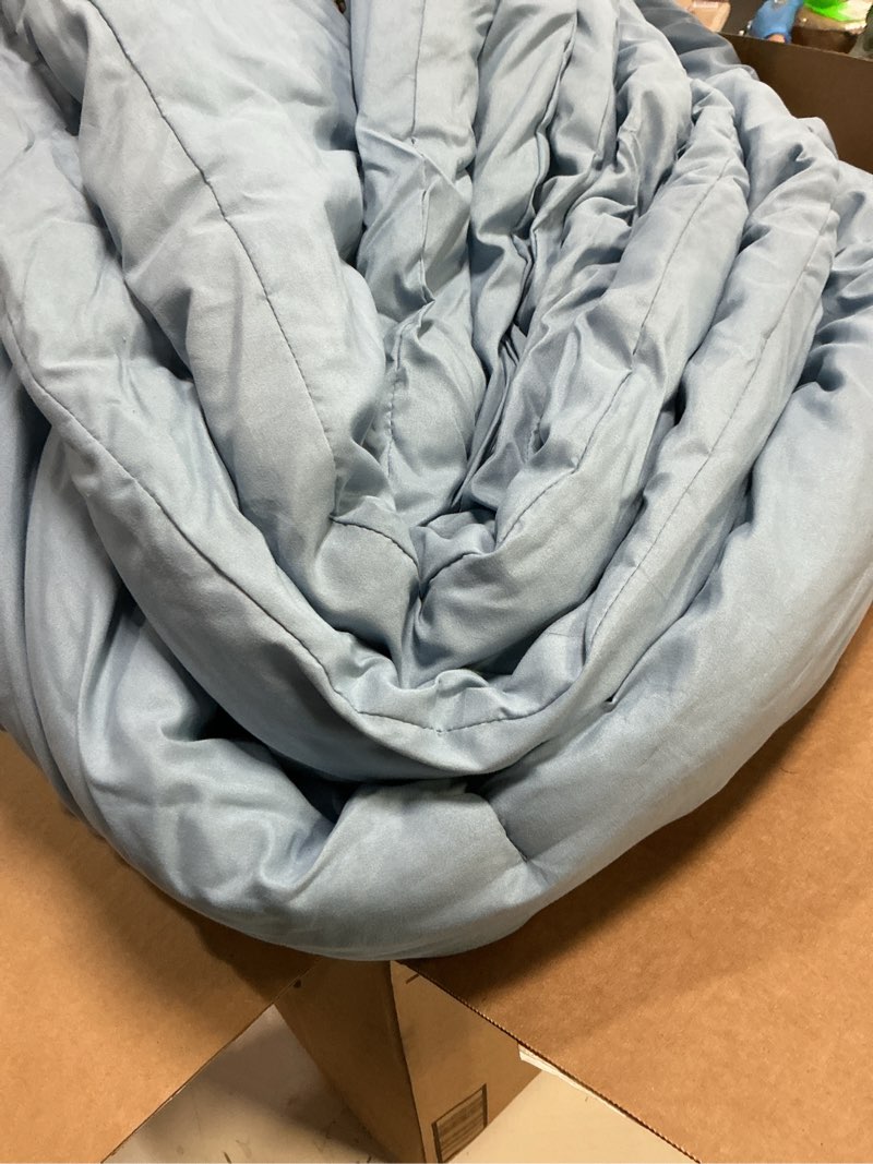 Condition photo showing As Is for CozyLux Oversized King Comforter Set Grayish Blue, 7 Pieces Bed in a Bag Comforter Set with Sheets, Soft Bedding Sets with Down Alternative Comforter, Fitted Sheet, Flat Sheet, Pillowcases and Shams Grayish Blue Oversized King