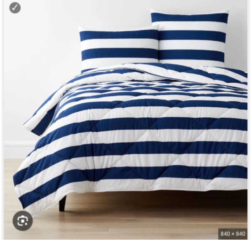 (Incomplete) Blue and white striped blanket 
