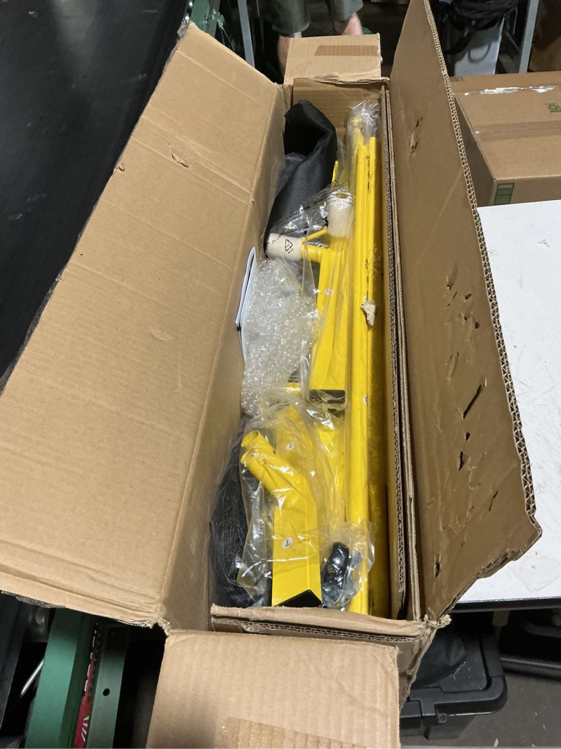Condition photo showing Good Condition for portable pickleball net set with wheels, regulation size 22 ft & half court 11 ft, steady metal frame pickle ball net set system with carry bag for backyards, driveways, and garages black&yellow