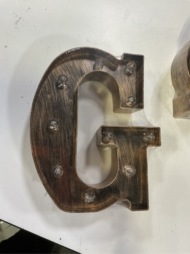 Condition photo showing New/Like New for oycbuzo golden black led marquee letter  industrial vintage light up for cafe bar birthday christmas – g