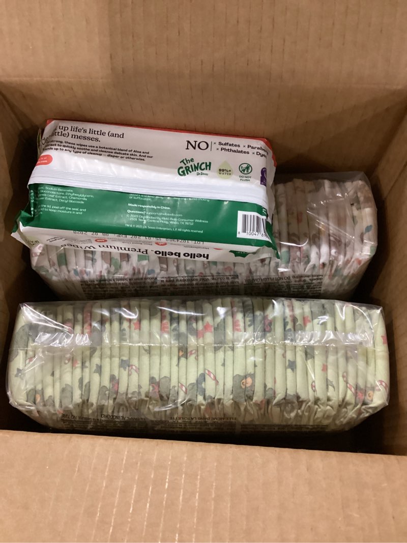 Condition photo showing Good Condition for Hello Bello Dr. Seuss Baby Grinch Premium Diapers, Size NB (Up to 10 lbs), 76ct Plus Bonus Wipes: Softness & Protection for Sensitive Skin 76 Count Dr. Seuss Baby Grinch