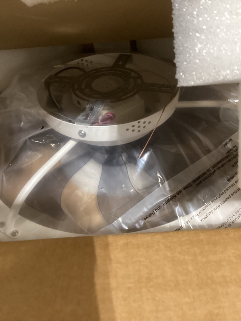 Condition photo showing New/Like New for Ceiling Fans with Lights and Remote, 20'' Low Profile Flush Mount, 6 Wind Speeds, Modern Dimmable LED Ceiling Fan, Smart Ceiling Fan for Bedroom, Kids Room (White) White-Y1095 20"