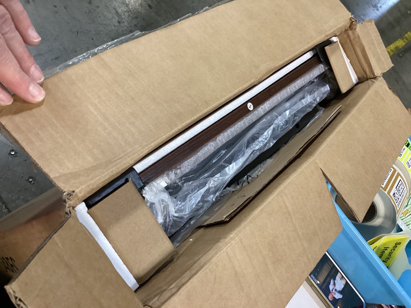 Condition photo showing New/Like New for Huuger 55 Inch L Shaped Desk with Fabric Drawers, Reversible Computer Gaming Desk with Power Outlets and USB-C Port, Adjustable Side Storage Shelves, for Work Study Corner Home Office, Rustic Brown