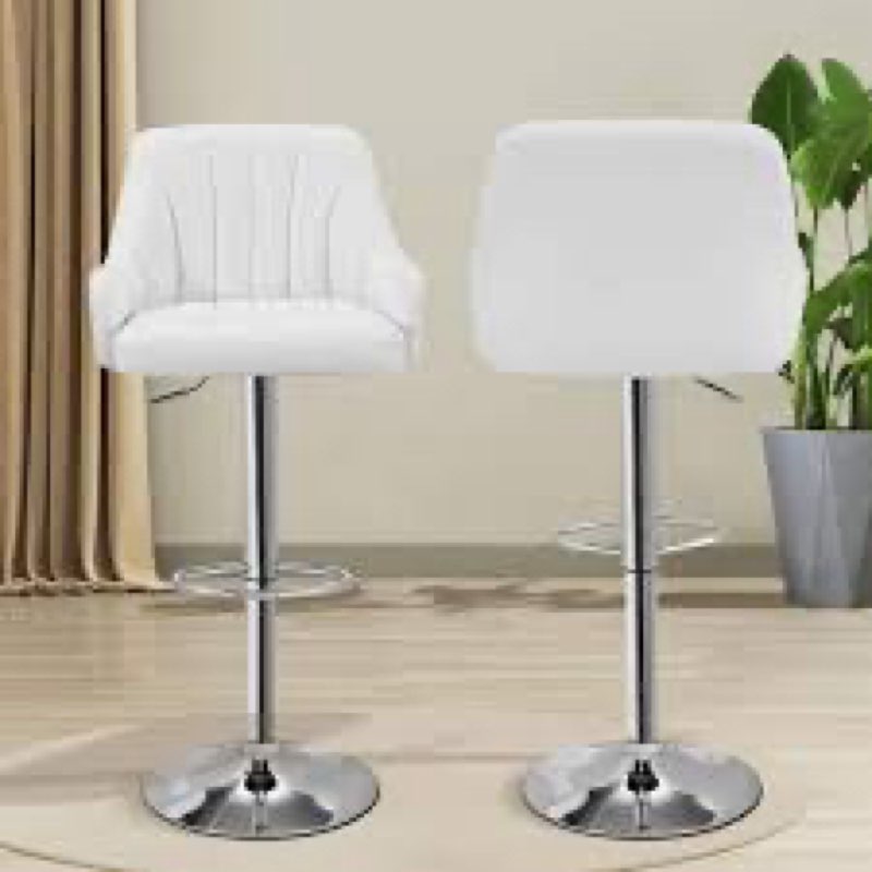 White barstool with back ( 2 pcs ) * incomplete missing hardware * 