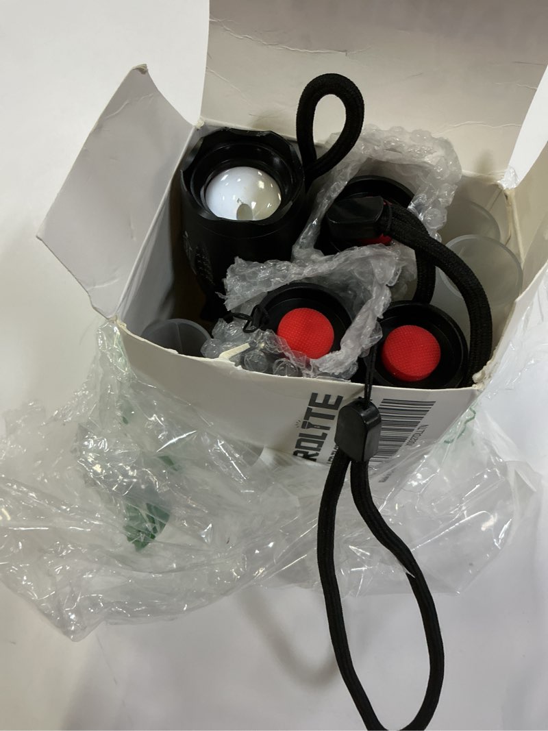 Condition photo showing New/Like New for LED Emergency Handheld Flashlight, 4 Pack, Adjustable Focus, Water Resistant with 5 Modes, Best Tactical Torch for Hurricane, Camping, Dog Walking 4pack L1000