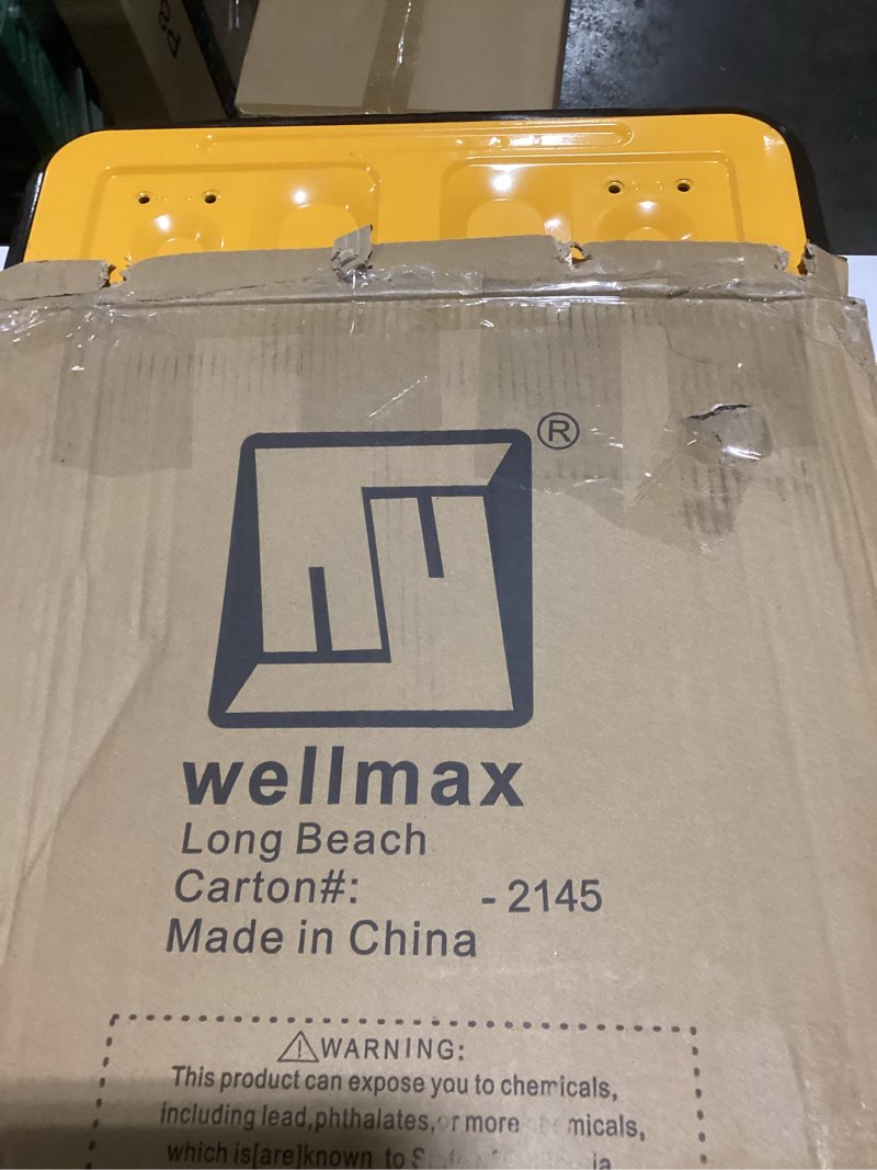 Condition photo showing As Is for (Similar to photo)Push Cart Dolly by Wellmax, Moving Platform Hand Truck, Foldable for Easy Storage and 360 Degree Swivel Wheels with 330lb Weight Capacity, Yellow Color 330 Lbs Yellow