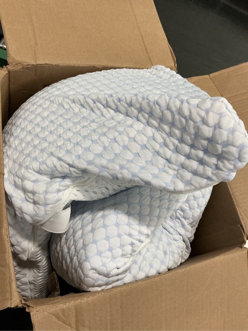 Condition photo showing As Is for SINWEEK 3 Inch Full Size Cooling Memory Foam Mattress Topper for Pressure Relief, Thick Bed Mattress Pad with Cooling Soft Cover and Adjustable Straps, CertiPUR-US Certified