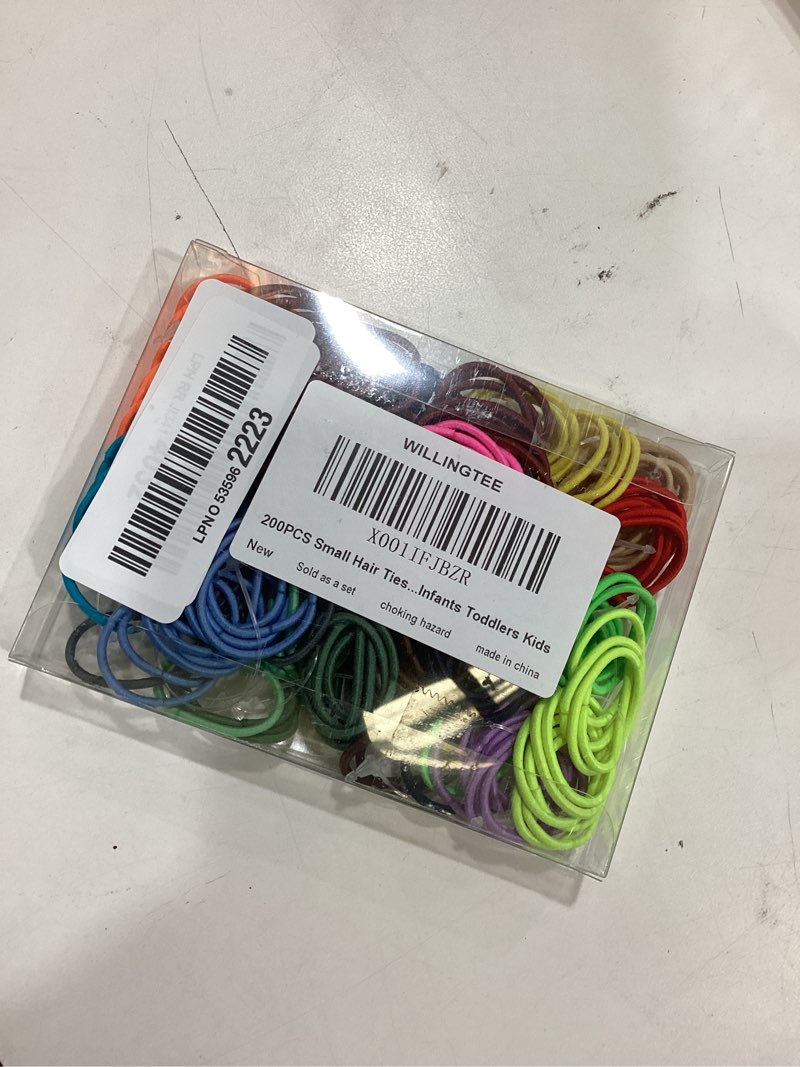 Condition photo showing New/Like New for 200pcs small hair ties,no crease baby hair ties,elastic hair ponytail holder hair accessories for baby girls infants toddlers kids 200pcs/20colors