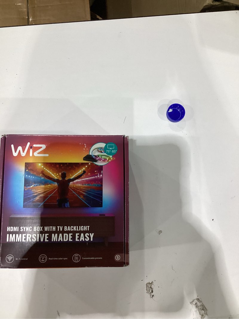 Condition photo showing New/Like New for wiz connected hdmi sync box with tv backlight - sync to movies, games & music - hdmi 2.0 supports 4k 60hz - rgbic led strip 75-85 inch tvs -requires external video source