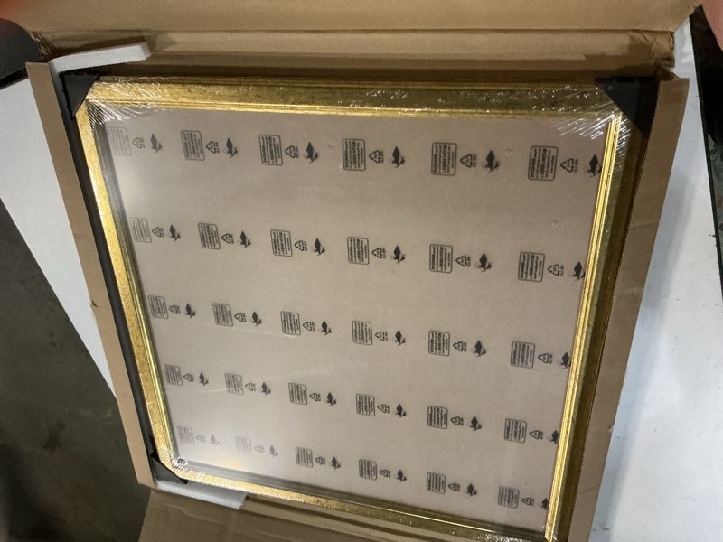 Condition photo showing Good Condition for wood 20x20 frame gold, ornate natural 20x20in poster picture frame, modern golden 20 x 20inch gallery wall photo frame with hd plexiglass, horizontal vertical wall mounting display 1pcs gold 20x20