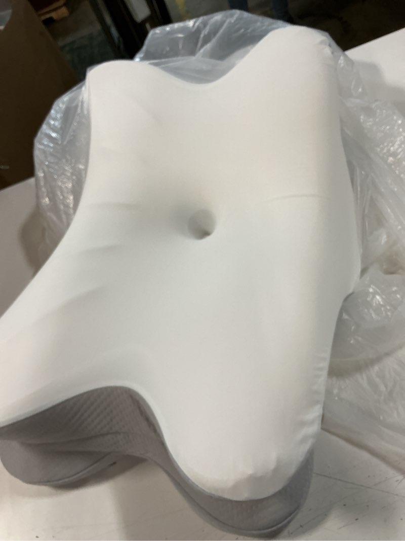 Condition photo showing Good Condition for cervical neck pillow for pain relief, ergonomic side sleeper pillow for sleeping, orthopedic contour memory foam bed rest pillows for sleeping, cooling cervical pillow for back stomach sleepers white & grey