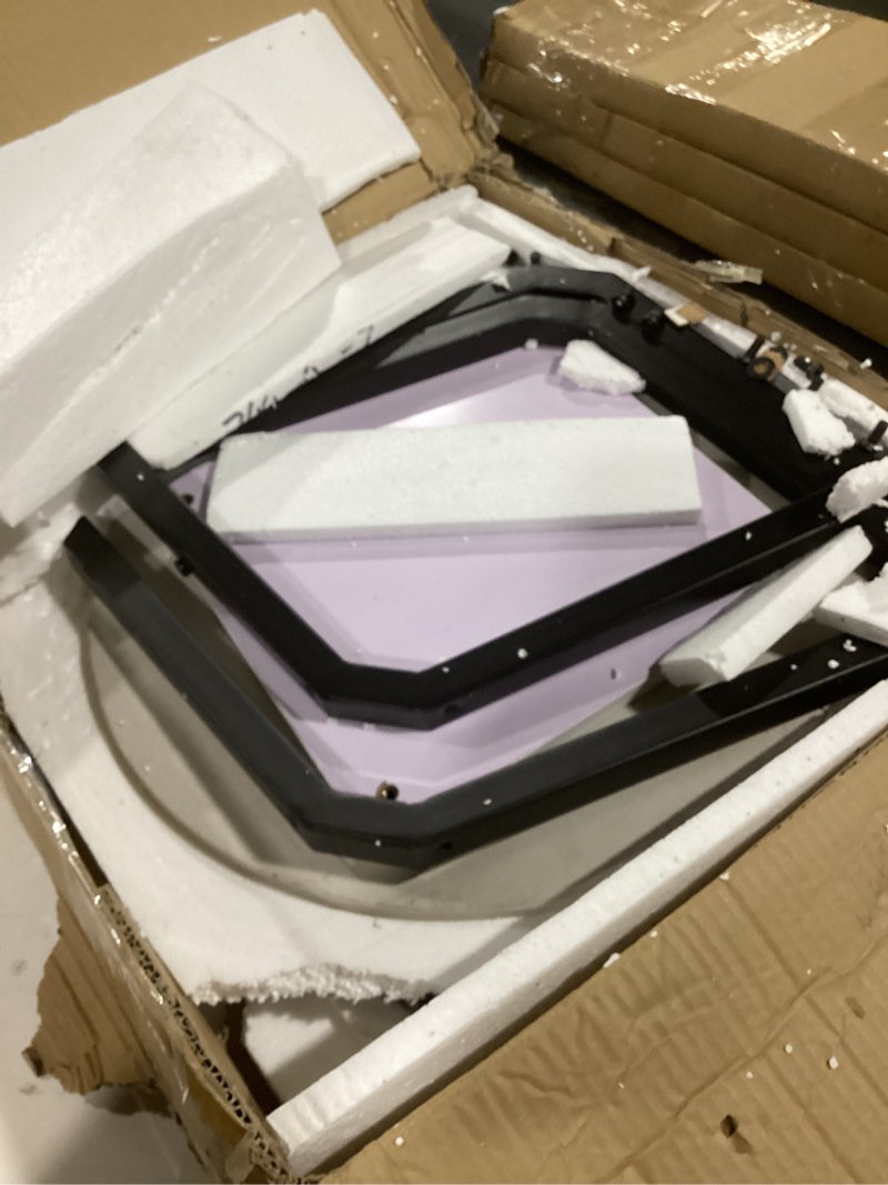 Condition photo showing Good Condition for Round Marble Side Table Set of 2, Modern Style End Table with Sintered Stone Top and Black Metal Legs, Small Sofa Coffee Table for Living Room Bedroom (White, 20" x 20 "x 22") Set of 2 Round