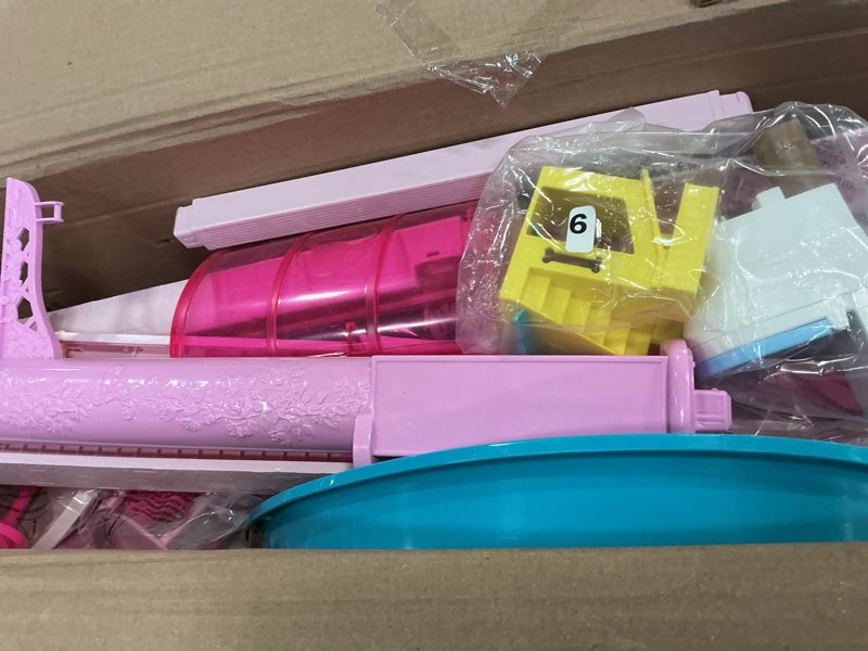 Condition photo showing Good Condition for Barbie Dreamhouse Pool Party Doll House with 75+ pc, 3 Story Slide: Adult Assembly, Fits 12 Inch Dolls