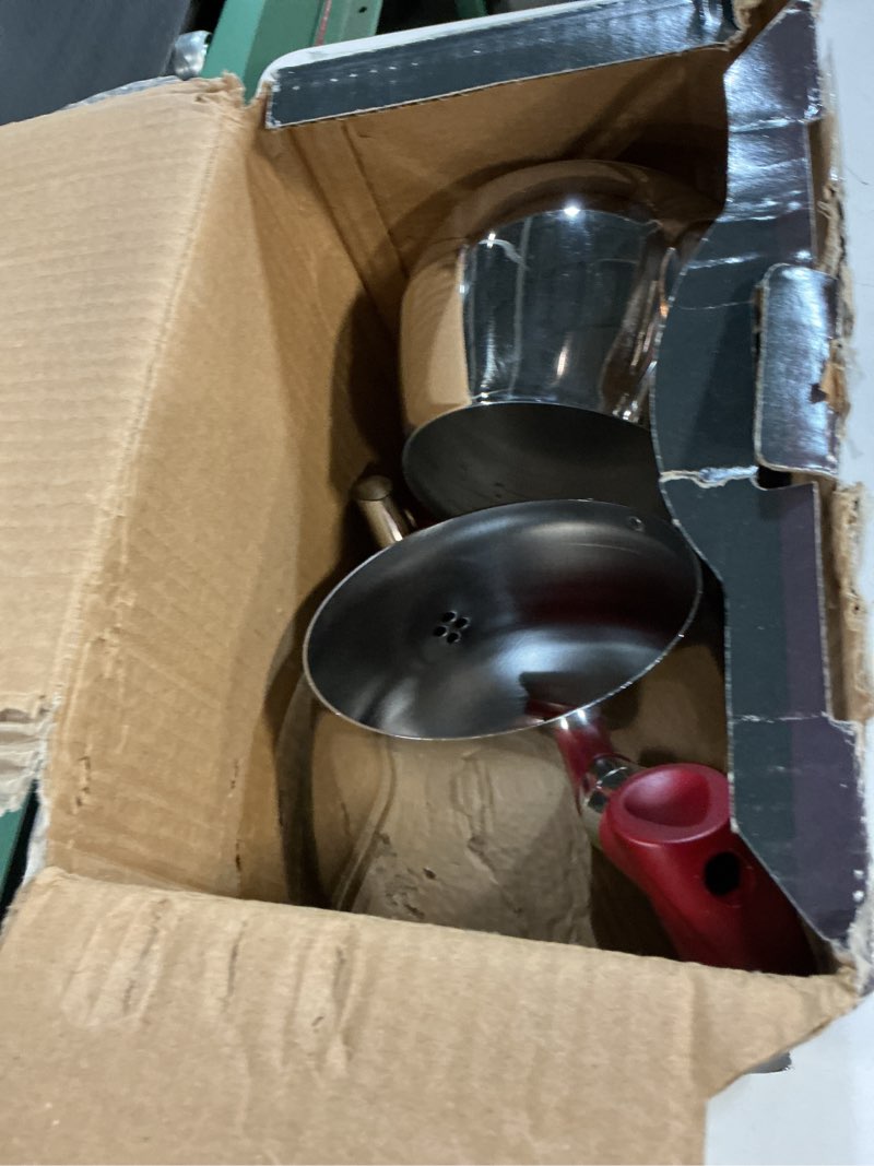 Condition photo showing As Is for hakan teapot set with self strainer double lids, stainless steel midi double bondy tea pot set, turkish samovar style, tea kettle for loose leaf tea with bakelite hande | 1.05 + 1.9 qt midi - 2.9 quarts