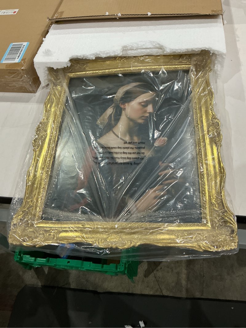 Condition photo showing New/Like New for vintage 11x14 picture frame gold, textured antique picture frames with embossed flower design, ornate frame for 11x14 photo, resin antique frames tabletop & wall hanging, home decor gold 11x14