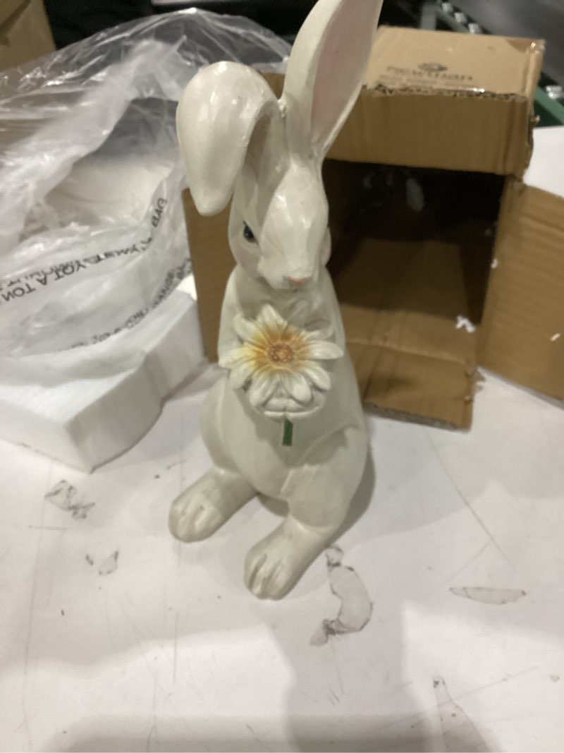 Condition photo showing Good Condition for newman house studio easter-decorations - spring bunny decor - table centerpiece - spring figurines - indoor bunny statues with flower farmhouse office room decor for table 5 * 4.25 * 11.75 inch bunny with flower