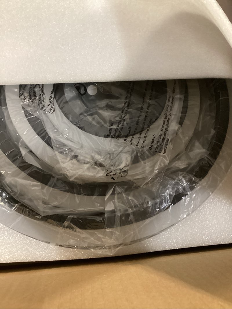 Condition photo showing New/Like New for Modern Ceiling Light, 41.3'' Dimmable LED Black Flush Mount Ceiling Lights with Remote Acrylic Round Ceiling Lamp Fixture for Low Ceiling Bedroom Living Room Dining Room, 108W Black, 8 Rings