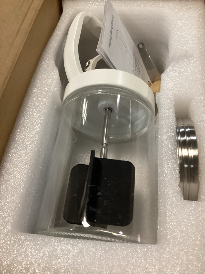 Condition photo showing Good Condition for carod traditional manual butter churn maker, 1.2l capacity glass jar with sifting lid, create delicious homemade butter within 15 min, upgraded design protect from injury silver 1.2l