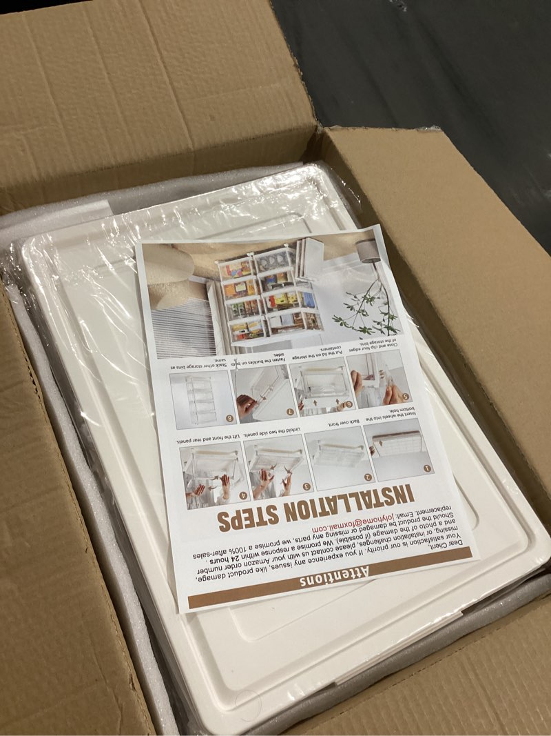 Condition photo showing New/Like New for Kmiectse Clear Storage Bins with Lids - 4 Tier Plastic Bins with Wheels, Stackable Storage Bin, Closet Organizers Box for Bedroom, Living Room, 23 QT Folding Box with Magnetic door White 23QT-4Pack&1Lid