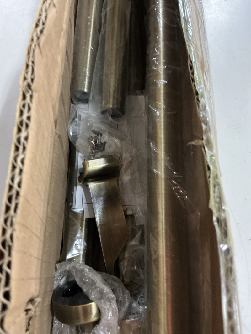 Condition photo showing Good Condition for antique bronze curtain rods 2 pack,1 inch disc curtain rods for windows 28 to 48",blackout wrap around curtain rod with aluminum finials and brackets,no screw disassembly adjustable curved curtain rod 28-48"(2 pack) antique bronze