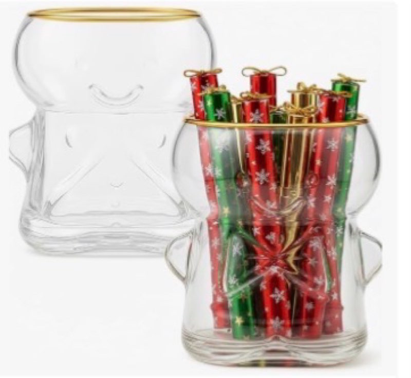 Singhoow 2 Pcs Christmas Gingerbread Man Drinking Glasses, 20oz Christmas Gingerbread Man Clear Glas