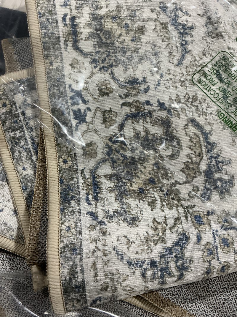 Condition photo showing As Is for (Similar to stock photo) Area Rug 8×10 Washable Rugs for Bedroom, Vintage Floral Rug Soft Non Slip Stain Resistant Carpet for Living Room Dinning Room Kitchen Home Office Blue Green Multi Blue-multi 8' x 10'