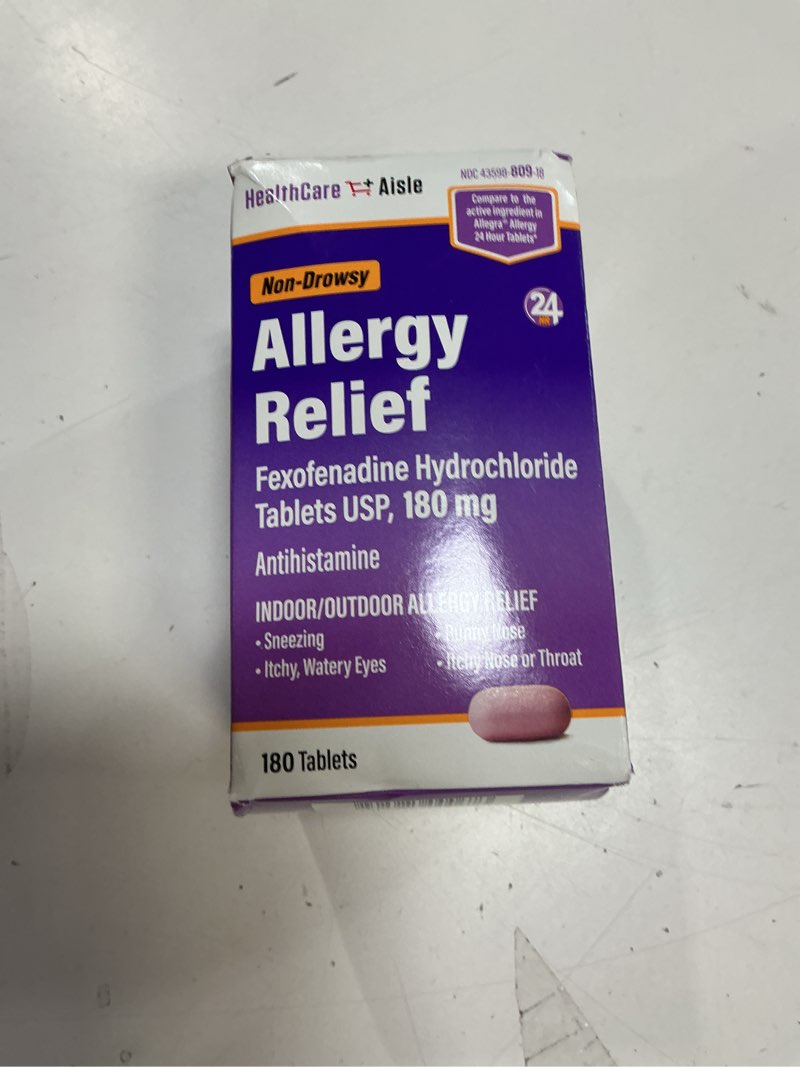 Condition photo showing New/Like New for (EXP:2026/03)HealthCareAisle Allergy Relief - Fexofenadine Hydrochloride Tablets USP, 180 mg - 180 Tablets - Allergy Medication, Non-Drowsy 24-Hour Relief 180 Count (Pack of 1) 180mg