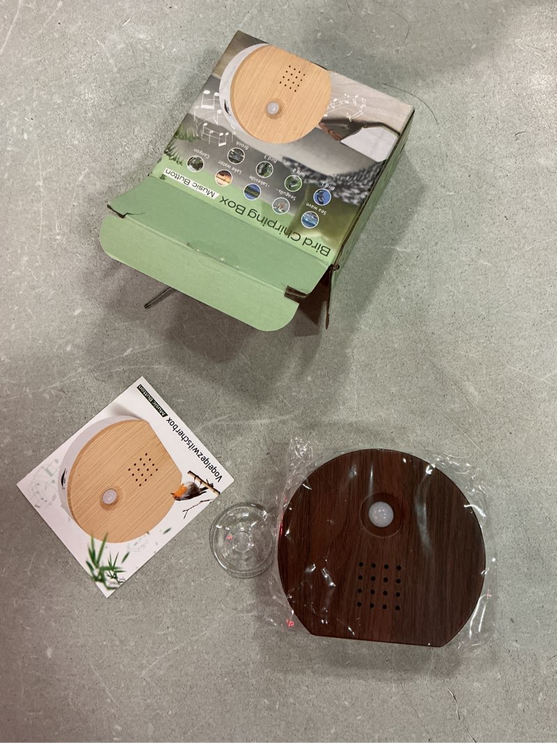 Condition photo showing Good Condition for singing bird box original, portable bird chirping box with motion sensor & timer & 9 relaxing white noise, natural sound box forest source for bathroom, home, baby, adult, travel relaxing (0-90db) wooden
