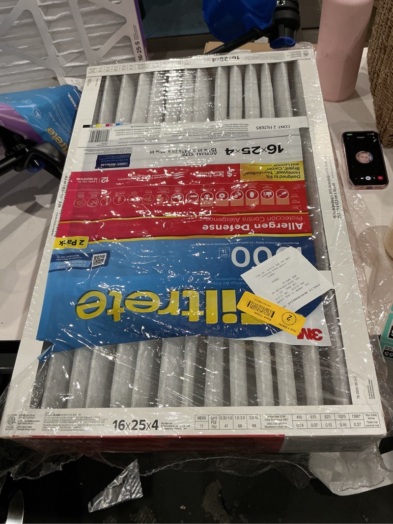 Condition photo showing Good Condition for filtrete 16-in w x 25-in l x 4-in merv 11 1000 mpr allergen defense electrostatic pleated air filter (2-pack)