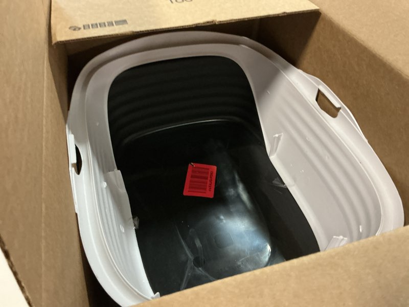 Condition photo showing Good Condition for arm & hammer rimmed cat litter box with high sides and microban, made in usa pearl white/ dark gray standard