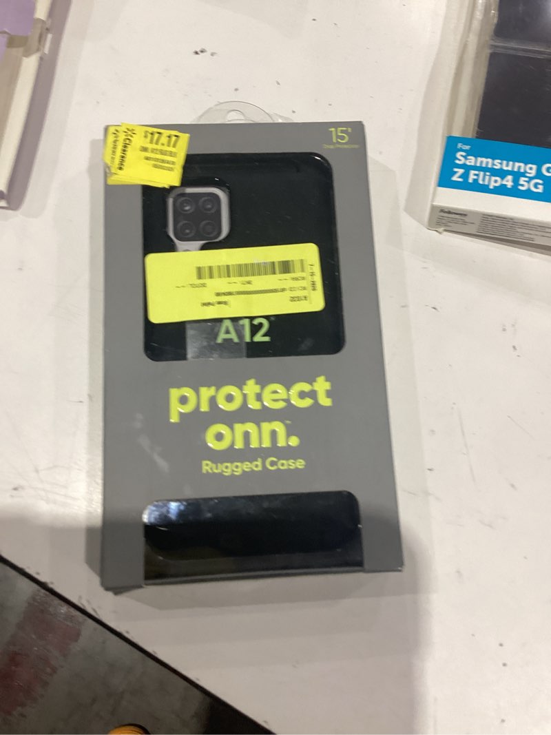 Condition photo showing As Is for onn. wiablk100042556 rugged phone case with built-in antimicrobial protection for samsung galaxy a12  black