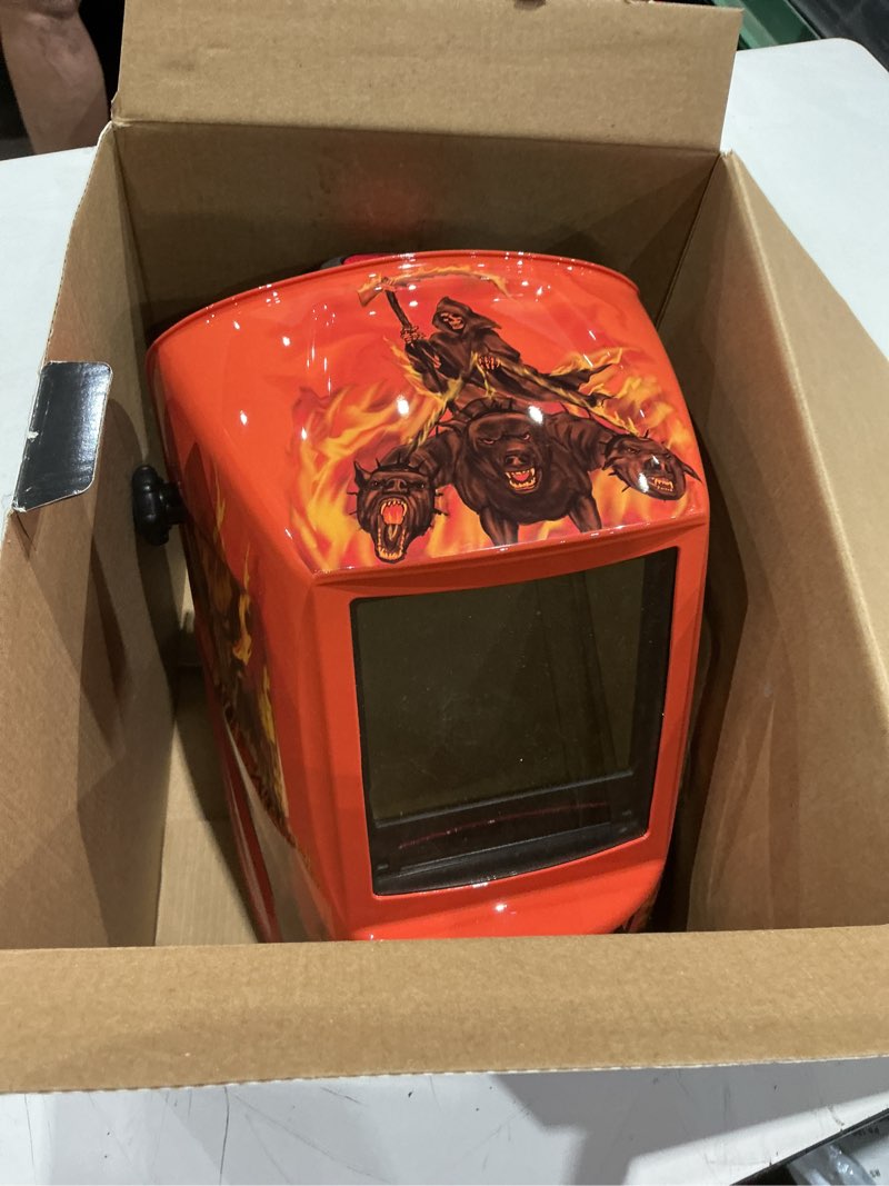 Condition photo showing Good Condition for jackson safety premium graphic welding hood with adf - ultra lightweight auto darkening welding helmet - ansi z87.1 (multiple styles) hellfire welding helmet