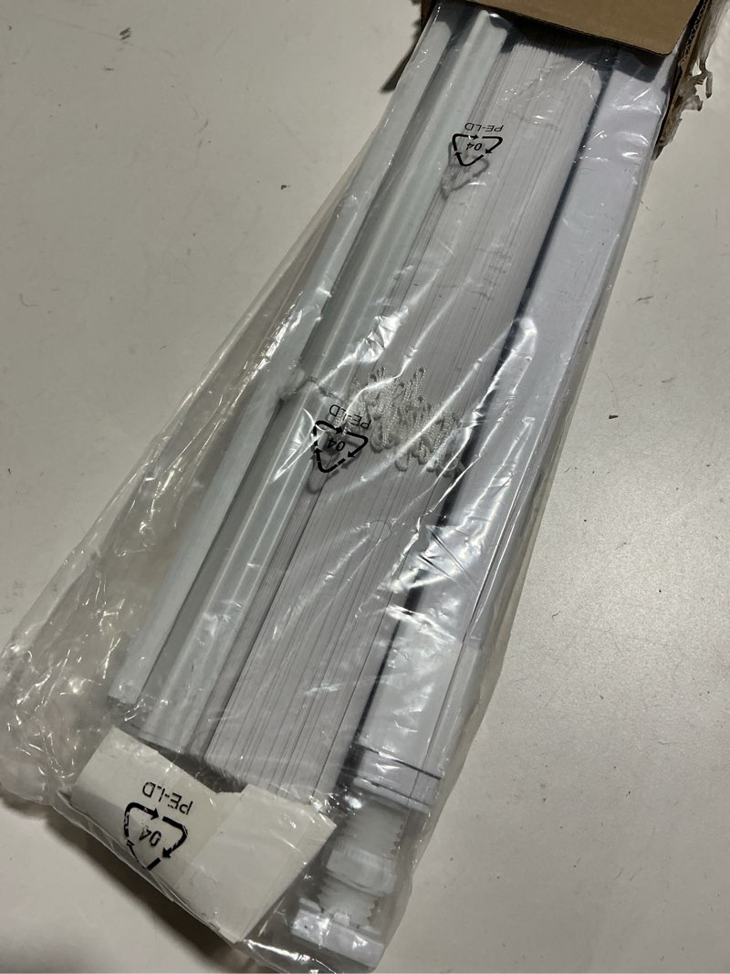 Condition photo showing Good Condition for No Drill Blinds for Windows 1" Vinyl L-Shaped Slats Cordless Mini Blinds for Home, 29" W × 48" H White White 29" W × 48" H