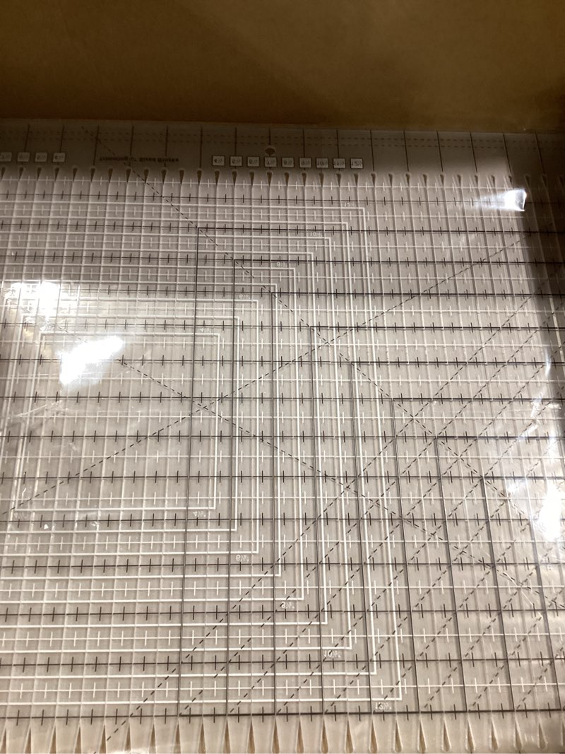 Condition photo showing Good Condition for slotted quilting rule, 17-3/4in x 22in, xl quilting rulers and templates, non-slip grip extra large acrylic fabric strip cutting, sewing, crafting, patchwork ruler & template transparent 17.75" x 22"
