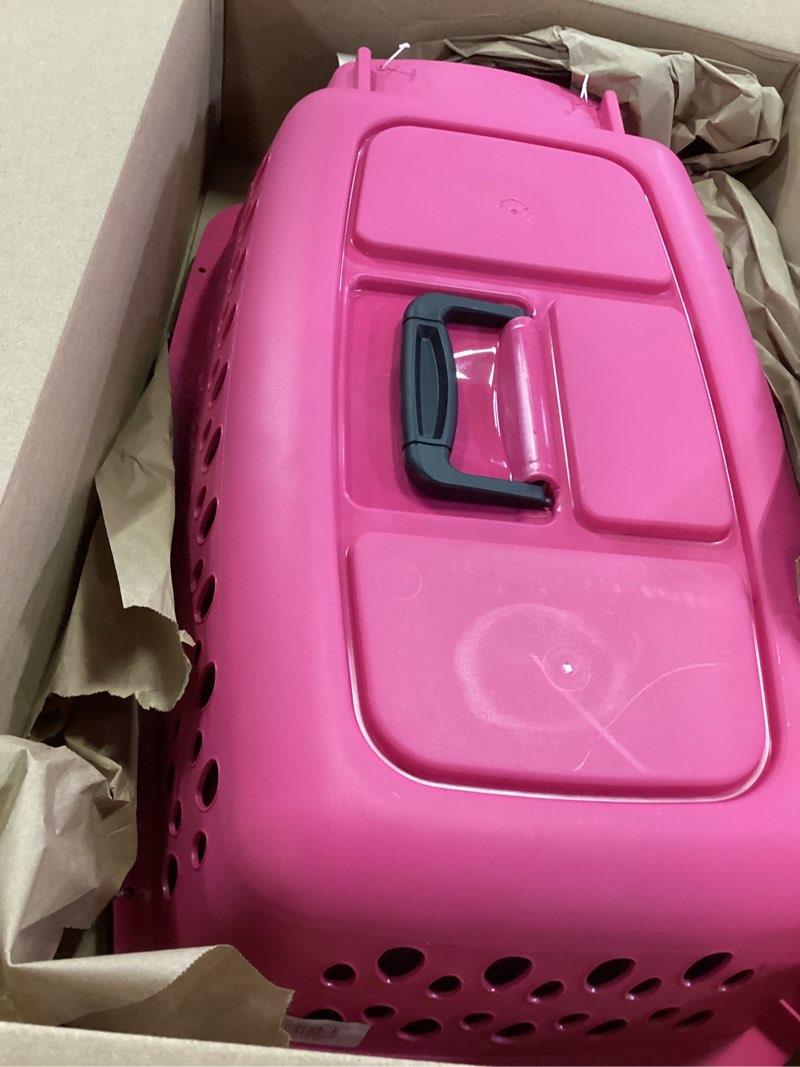 Condition photo showing Good Condition for Petmate Pet Porter Fashion Dog Kennel 23", Hot Pink, for Pets up to 15lbs, Made in USA 23.0"L x 15.2"W x 11.8"H pink