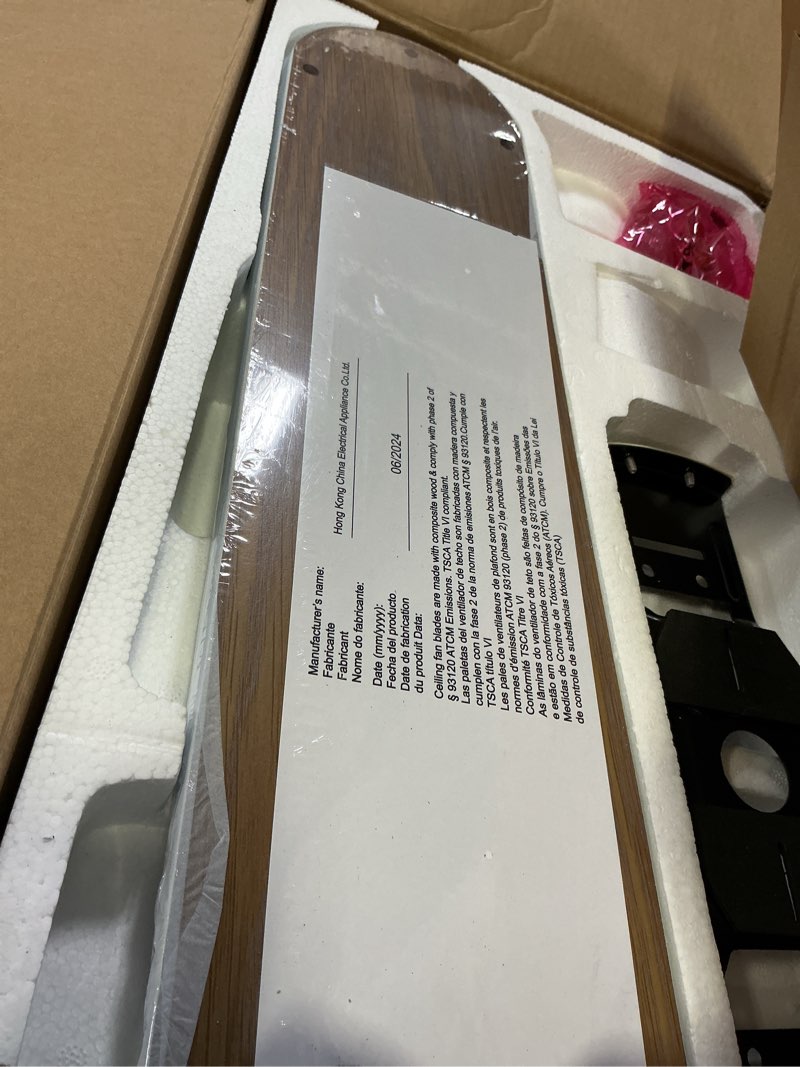 Condition photo showing As Is for Harbor Breeze Armitage 52-in Brushed Nickel with Toffee/cocoa Blades Flush Mount Ceiling